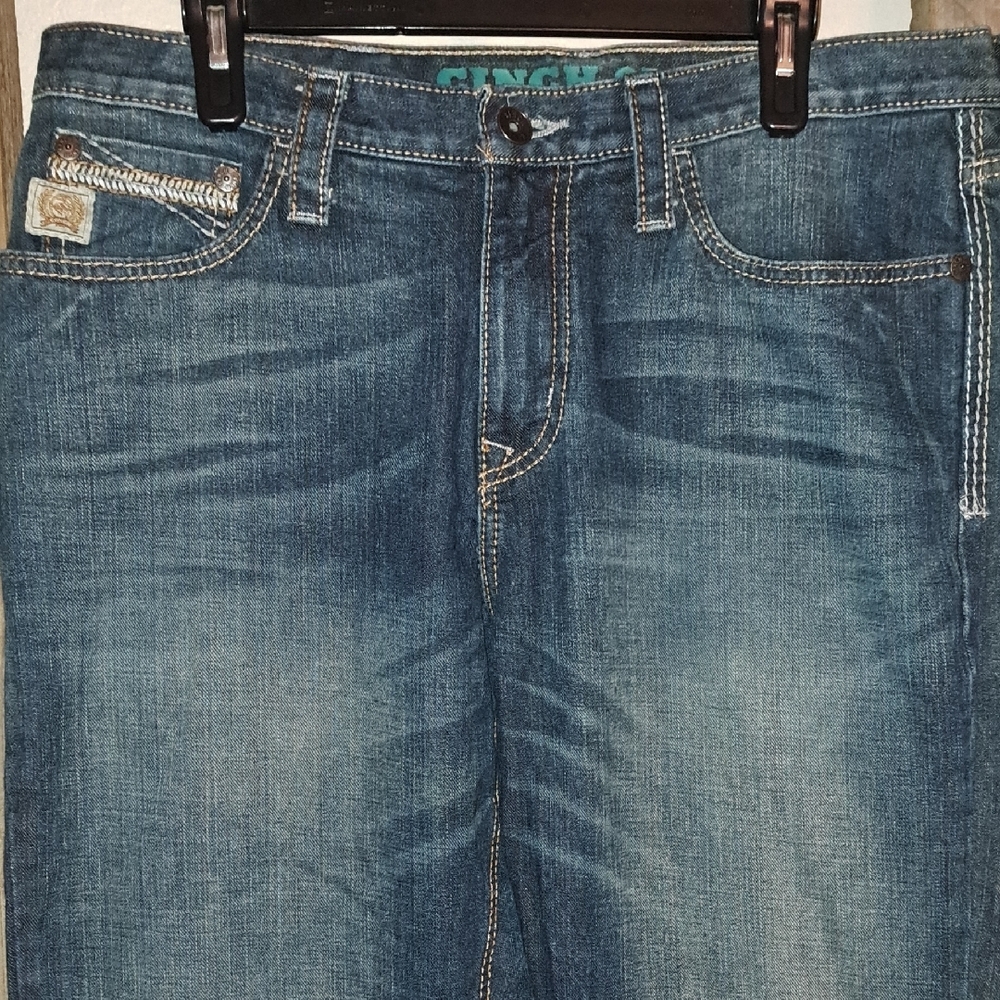 Cinch Blue Bootcut Jeans with Vintage Wash